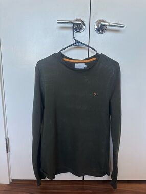 Farah Olive Green Crewneck Long Sleeve Tee